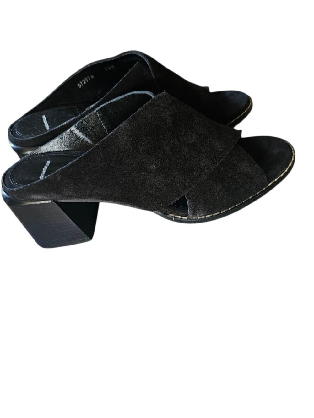 Aquatalia Black Suede Crossover Sandals With Block Heels 7.5 With Box & Dust Bag